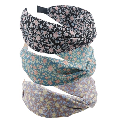 3PCS Stirnbänder für Frauen Haare Boho Wrap Tie Mode Haarbänder Elastische Twist Haartuch Hübsche Fliege Breite Alice Haarbänder für Frauen Uk und Mädchen von HUANMAYE