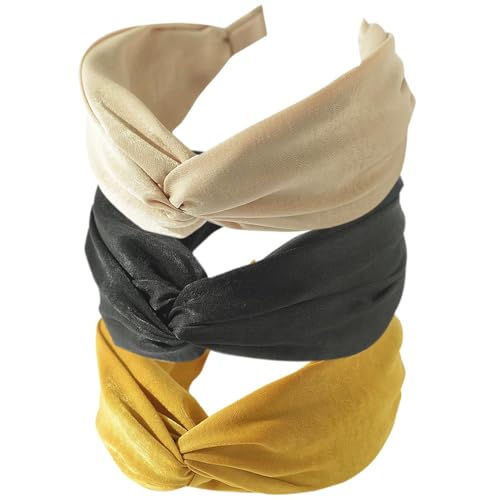 3PCS Stirnbänder für Frauen Haare Boho Wrap Tie Mode Haarbänder Elastische Twist Haartuch Hübsche Fliege Breite Alice Haarbänder für Frauen Uk und Mädchen von HUANMAYE