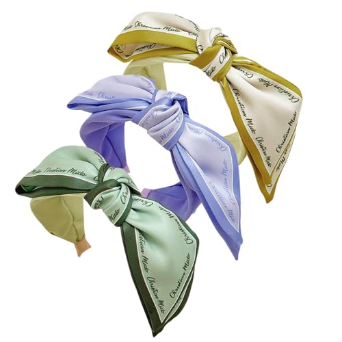 3PCS Stirnbänder für Frauen Haare Boho Wrap Tie Mode Haarbänder Elastische Twist Haartuch Hübsche Fliege Haarbänder Breite Alice Haarbänder für Frauen Uk und Mädchen von HUANMAYE
