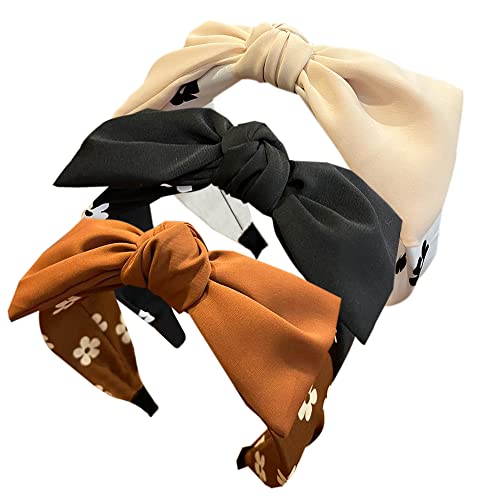 3PCS Stirnbänder für Frauen Haare Boho Wrap Tie Mode Haarbänder Elastische Twist Haartuch Hübsche Fliege Haarbänder Breite Alice Haarbänder für Frauen Uk und Mädchen von HUANMAYE