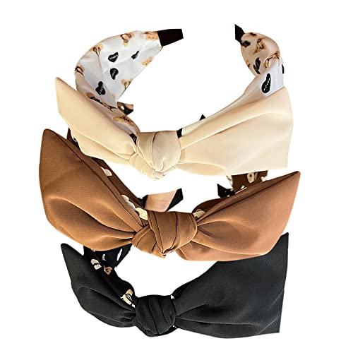 3Pcs Boho breite Stirnband Kaninchen Ohren Haar Bands Stoff rutschfest Kopfbedeckungen elastische Twist Haarreifen 1920er Jahre Zubehör für Frauen Mädchen von HUANMAYE