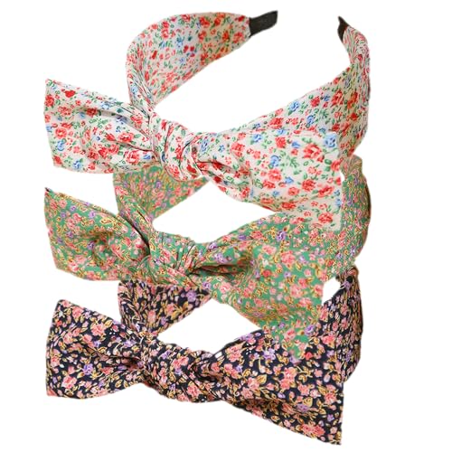 3Pcs Boho breite Stirnband Kaninchen Ohren Haar Bands Stoff rutschfest Kopfbedeckungen elastische Twist Haarreifen 1920er Jahre Zubehör für Frauen Mädchen von HUANMAYE