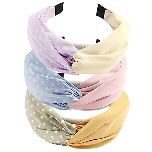 3Pcs Boho breite Stirnband Kaninchen Ohren Haar Bands Stoff rutschfest Kopfbedeckungen elastische Twist Haarreifen 1920er Jahre Zubehör für Frauen Mädchen von HUANMAYE