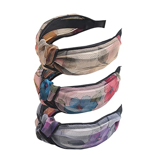 3Pcs Breite Stirnband Französisch Bow Knot Haar Hoop Stoff Anti-Rutsch Kopfbedeckungen elastische Twist Haar Zubehör Alice Haar Bands für Frauen von HUANMAYE