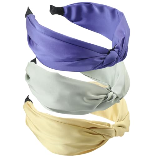3Pcs Frauen breite Haarbänder rutschfestes Gewebe Haarbänder elastische Twist Stirnband breite Schleife Knoten Headwrap Alice Haar Bands für Frauen von HUANMAYE