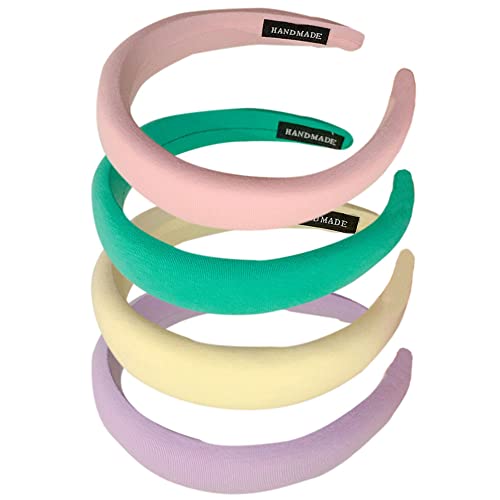 4Pcs Puffy Makeup Stirnband Dickes Haarband für Frauen gepolstertes Haar Zubehör Hautpflege Handtuch Kopftuch Breite Spa Haarband Yoga Gesicht waschen (SpongePink) von HUANMAYE