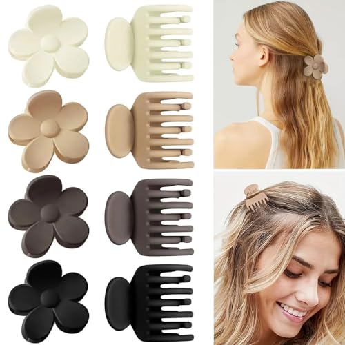 8PCS Haarkrallen-Clips Frauen Kleine quadratische Haarspangen Griff-Oktopus-Haarspangen Dünnes Haar Mitteldickes Haar Matte Haarspangen Rutschfeste Haarspange für Frauen und Mädchen von HUANMAYE