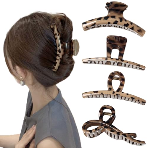 Große Haarspangen für Damen und Mädchen, rutschfester Griff, starker Halt, große Krake Haarklammern, dickes Haar, Hawaii-Haarschmuck, 4 Stück von HUANMAYE