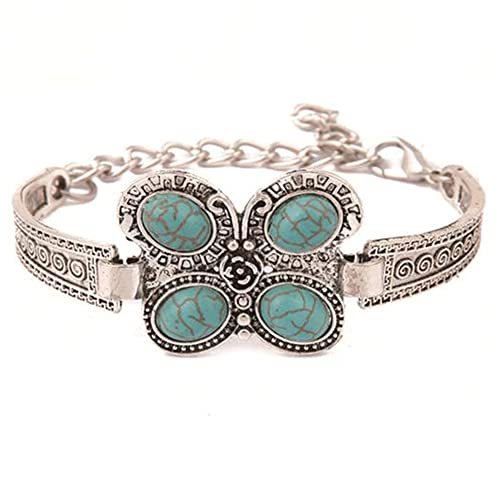 HUANMAYE Vintage Türkis Schmetterling Armband Persönlichkeit Muster Verstellbare Armband Boho Sommer Strand Kette Schmuck für Frauen und Mädchen von HUANMAYE