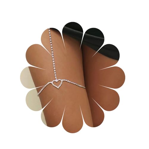 Layered Diamond Leg Chain Charm Silver Thigh Chains Adjustable Boho Beach Bikini Bra Body Chain Jewelry for Women and Teen Girls (LoveDE) von HUANMAYE