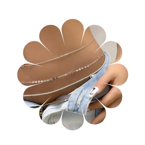 Mode Körperkette Taille geschichtete Perlenketten Körperkette Bauch Bikini Kette Körperzubehör Schmuck für Frauen und Mädchen Gold (BallsSDE) von HUANMAYE