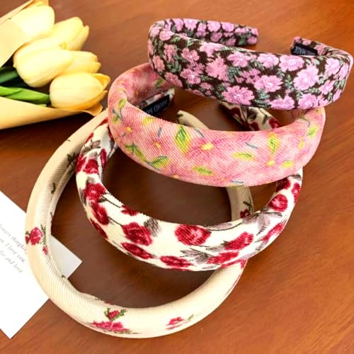 Stirnbänder für Frauen Erwachsene Frauen Boho Wide Knot Turban Stoff Haarband No Slip elastische Haare Hoops Mode Haarschmuck für Frauen und Mädchen 4Pcs von HUANMAYE