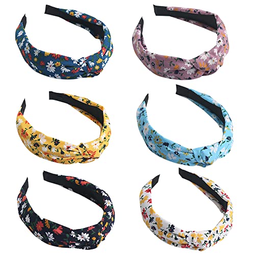 Stirnband für Frauen Mode kein Schlupf Cashew Design Stirnband gedruckt Kopftuch elastische Haarband Boho Haarbänder Haarschmuck 6Pcs (Flower6DE) von HUANMAYE