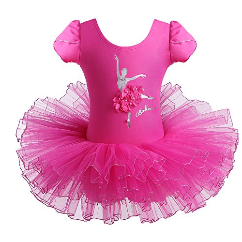 HUAANIUE Mädchen Ballettkleid~Kinder Ballettanzug Tanz Trikot mit Tüll Röcken von HUAANIUE