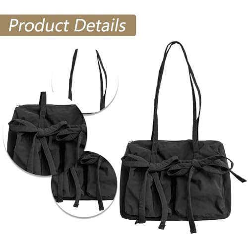 HUAOLAWQ Niedliche Damen-Umhängetasche mit Schleife, große Tragetasche, weibliche Dating-Tasche (schwarz) von HUAOLAWQ