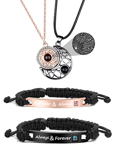 Couple Bracelet Long Distance Pulseras Para Mujer Matching Heart Couples Bracelets Necklaces Set for Bf Gf Couples Jewelry Set Couples Gifts for Him Her Wedding Gifts for Couples von HUASAI