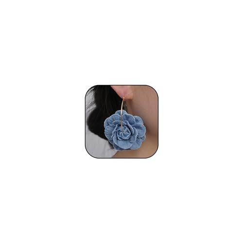 Denim Dress for Women Denim Flower Earrings Exaggerated Denim Hoop Earrings Denim Jewelry Accessories von HUASAI