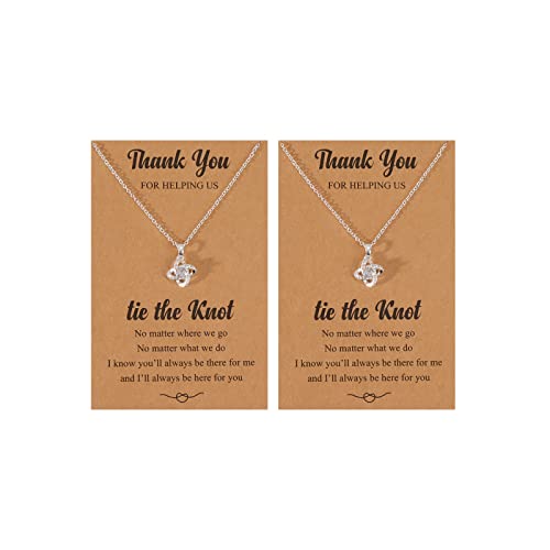 HUASAI 2/4/6Pcs Bridesmaid Gifts Bridesmaids Necklace Love Knot Necklace for Weeding Bridesmaid Proposal Gifts (A: 2pcs Bridesmaids Necklace) von HUASAI
