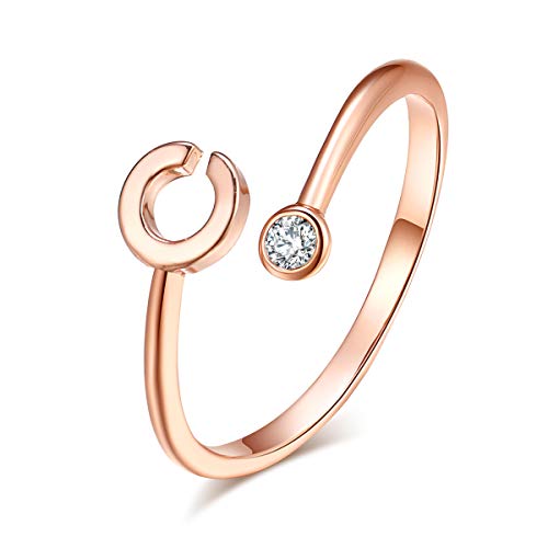 HUASAI Damen Ring Rosegold 26 Stück Stapelbare Ringe mit Initialen des Alphabets Fingerringe für Brautjungfern, Metall, Kein Edelstein von HUASAI