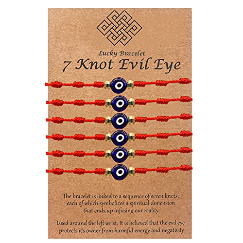 HUASAI Evil Eye Bracelet for Women 7 Knots for Protection Good Luck Red String Bracelet Kabbalah Friendship Bracelet Evil Eye 7 Knot Lucky Bracelets for Men (6 Pcs Red B) von HUASAI