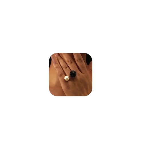 HUASAI Pearl Ring for Women Freshwater Gold Pearl Ring Stackable Pearl Beaded Ring Open Adjustable Boho Vintage Pearl Thumb Midi Pinky Knuckle Rings Wedding Rings Jewelry Gifts for Brides von HUASAI