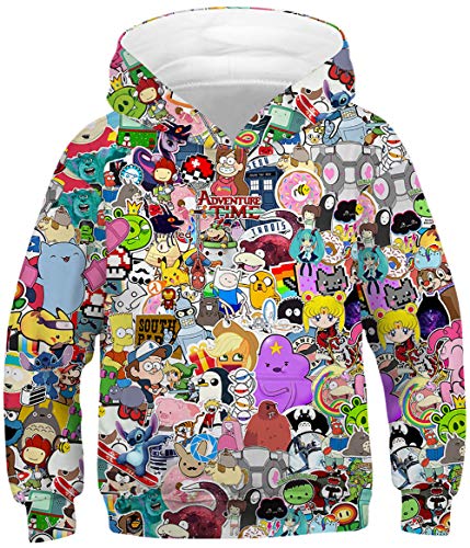 HUASON Jungen Pullover Unisex 3D Druck Hoodie Langarm Cartoon Weihnachten Sweatshirt (L) von HUASON