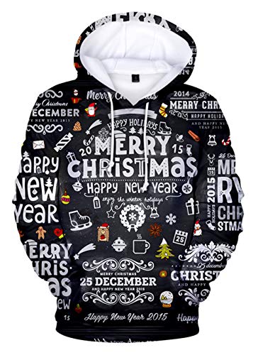 HUASON Kreativer Weihnachts Pullover Weihnachtsmann 3D Hoodie Lustiger Bequemes Langarm Sweatshirt für Herren und Damen(2XL) von HUASON