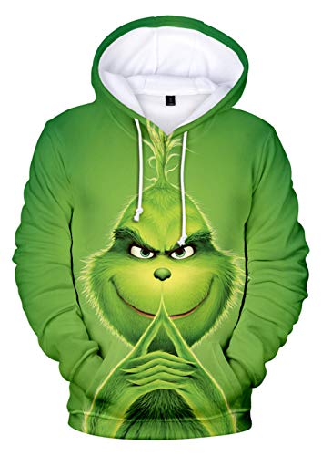 HUASON Kreativer Weihnachts Pullover Weihnachtsmann 3D Hoodie Lustiger Bequemes Langarm Sweatshirt für Herren und Damen(2XS) von HUASON