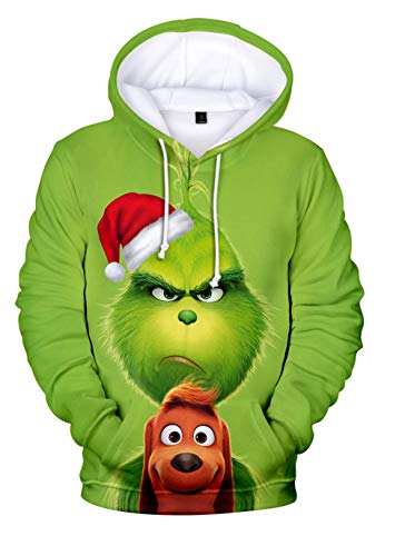 HUASON Kreativer Weihnachts Pullover Weihnachtsmann 3D Hoodie Lustiger Bequemes Langarm Sweatshirt für Herren und Damen(2XL) von HUASON