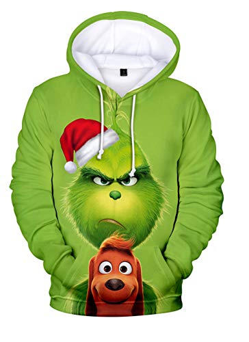 HUASON Kreativer Weihnachts Pullover Weihnachtsmann 3D Hoodie Lustiger Bequemes Langarm Sweatshirt für Herren und Damen(2XS) von HUASON