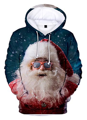 HUASON Kreativer Weihnachts Pullover Weihnachtsmann 3D Hoodie Lustiger Bequemes Langarm Sweatshirt für Herren und Damen(3XL) von HUASON