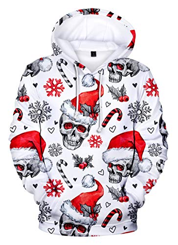 HUASON Unisex Weihnachten Hoodie Kapuzenpullover Herren Damen 3D Druck Buntes Spaß Sweatshirt(4XL) von HUASON