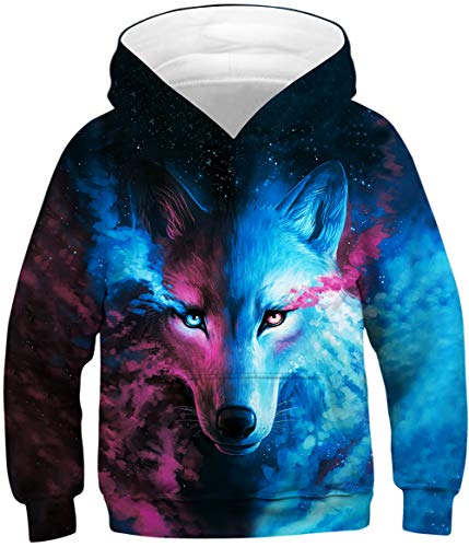 Unisex Kinder Jungen Kapuzenpullover 3D Druck Hoodie Langarm Mit Taschen 4-13 Jahre (M) von HUASON