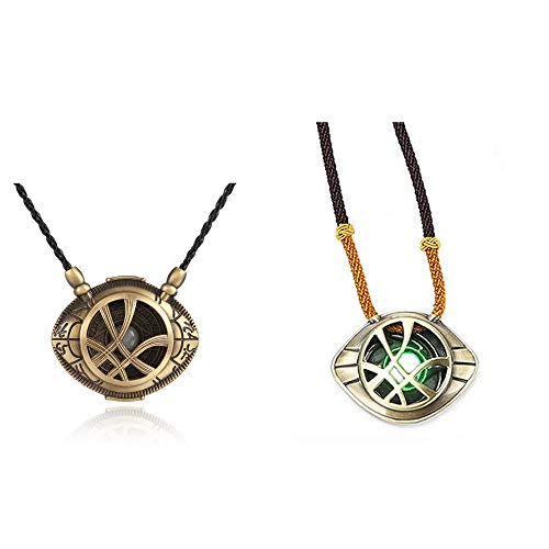 HUAWELL 2 Stück Dr. Cosplay Kostüm seltsame Halskette Auge von Agamotto Kostüm Prop Stein Anhänger leuchtet im Dunkeln, Zink von HUAWELL