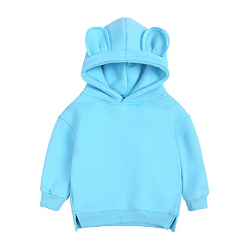 HUBA Kleinkind Baby Hoodie Sweatshirt, 3D Ohr Kapuzenpullover Fleece Sweatjacke Pullover Kinder Outwear （3 Monate-3 Jahre） (Blau, 6-9 Monate) von HUBA