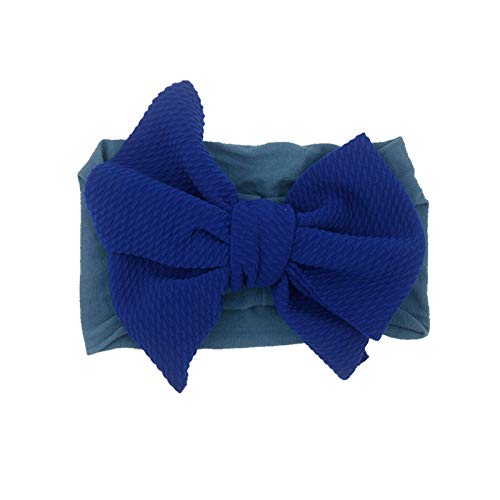 HUBA Neugeborenen Kleinkind Baby Mädchen Einfarbig Stirnband Haarband Baby-Turban Stirnbänder elastische Kappe behör Kopfbedeckungen(0-24Monate) (Blau, 1 PC) von HUBA