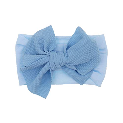 HUBA Neugeborenen Kleinkind Baby Mädchen Einfarbig Stirnband Haarband Baby-Turban Stirnbänder elastische Kappe behör Kopfbedeckungen(0-24Monate) (Hellblau, 1 PC) von HUBA