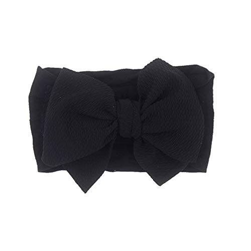 HUBA Neugeborenen Kleinkind Baby Mädchen Einfarbig Stirnband Haarband Baby-Turban Stirnbänder elastische Kappe behör Kopfbedeckungen(0-24Monate) (Schwarz, 1 PC) von HUBA