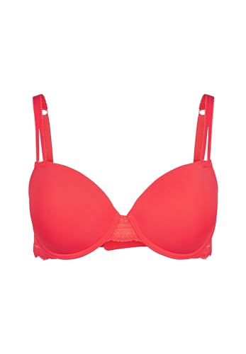 HUBER Damen Schalen BH Jenny Micro Lace Rot Poppy Red Microfaser mit Spitze (DE/NL/SE/PL, Körbchengröße & Bandgröße, C, 85) von HUBER