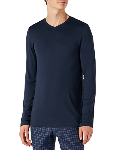 HUBER Herren Shirt Langarm Schlafanzugoberteil, Blau (Tessimaglia Blue 0381), Medium (Herstellergröße: M) von HUBER