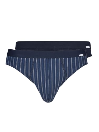 HUBER Herren Brasil Slip 2er Pack Cotton 2 Pack 112534 Gr. 3XL in Navy Stripe Selection von HUBER