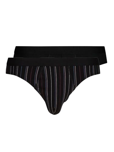 HUBER Herren Brasil Slip 2er Pack Cotton 2 Pack 112534 Gr. XXL in Black Stripe Selection von HUBER