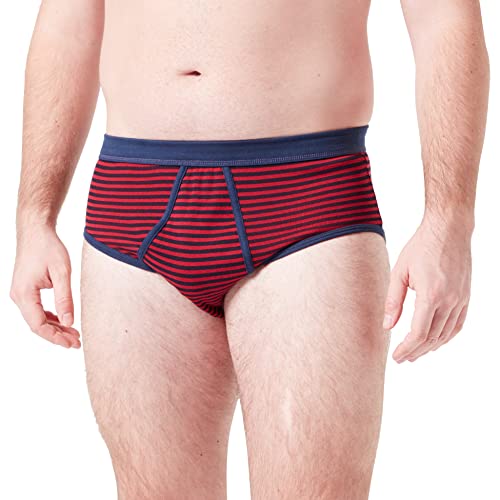 HUBER Herren Close to the Skin Print Cotton Fine Rib Slip, Rhubarb Stripes, M EU von HUBER