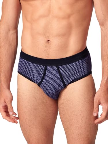 HUBER Herren Slip mit Eingriff hautnah Print Cotton Fine Rib 112271 Gr. XXL in darksapphire minimal von HUBER