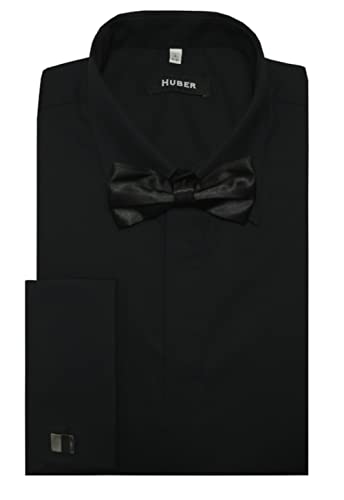 HUBER Umschlag Manschettenhemd schwarz mit Fliege schwarz u. Mansch.knopf XXL von HUBER