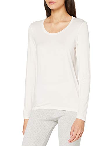 Huber Damen Shirt Langarm Schlafanzugoberteil, Elfenbein (Champagne 0624), 46 von HUBER