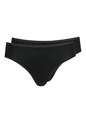 Huber Damen Unterhose Mia Midi Slip 2er Pack, Gr. 46 (XXXL), Schwarz (SCHWARZ 7665) von HUBER