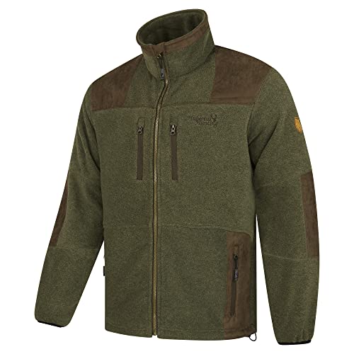 HUBERTUS Herren Fleece Jagdjacke mit Besätzen an Schultern und Ellenbogen Oliv Braun, Modell Zabelstein (3XL) von HUBERTUS