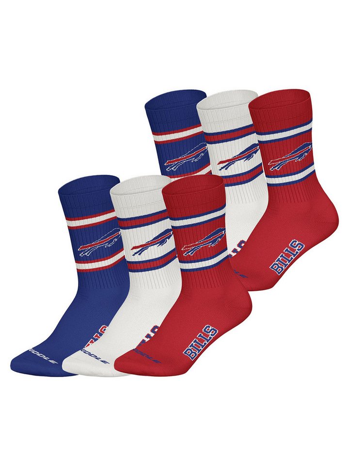 HUDDLE Freizeitsocken Buffalo Bills Crew (6-Paar) Casual Socken, Alltagssocken, Bequeme Socken von HUDDLE