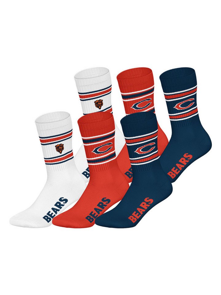 HUDDLE Freizeitsocken Chicago Bears Crew (6-Paar) Casual Socken, Alltagssocken, Bequeme Socken von HUDDLE